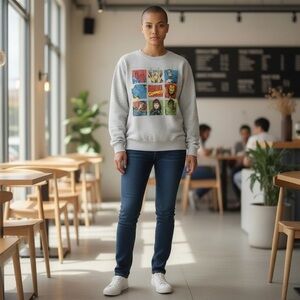 Marvel Gray Sweatshirt with Comic Characters
